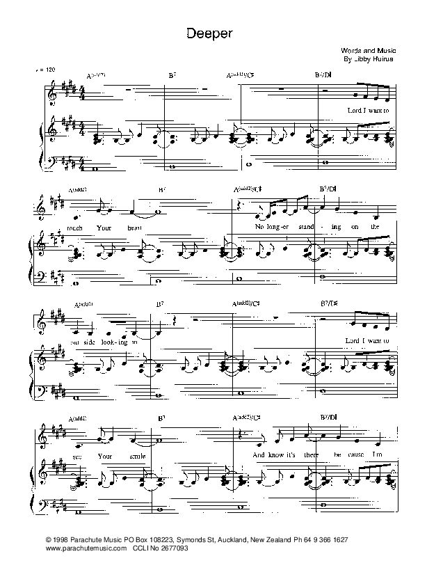 Deeper Piano/Vocal (Parachute Band)