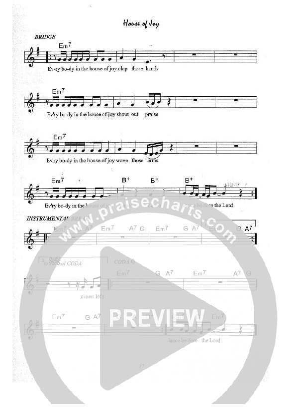 House of Joy Lead Sheet (Kate Wray)