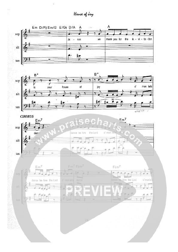 House of Joy Lead Sheet (Kate Wray)