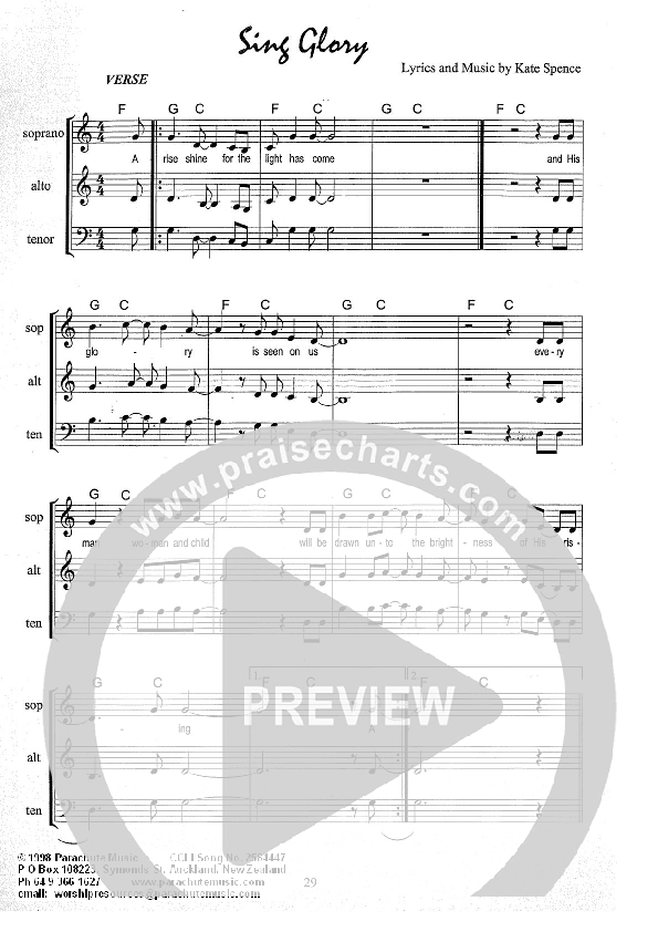 Sing Glory Lead Sheet (SAT) (Kate Wray)