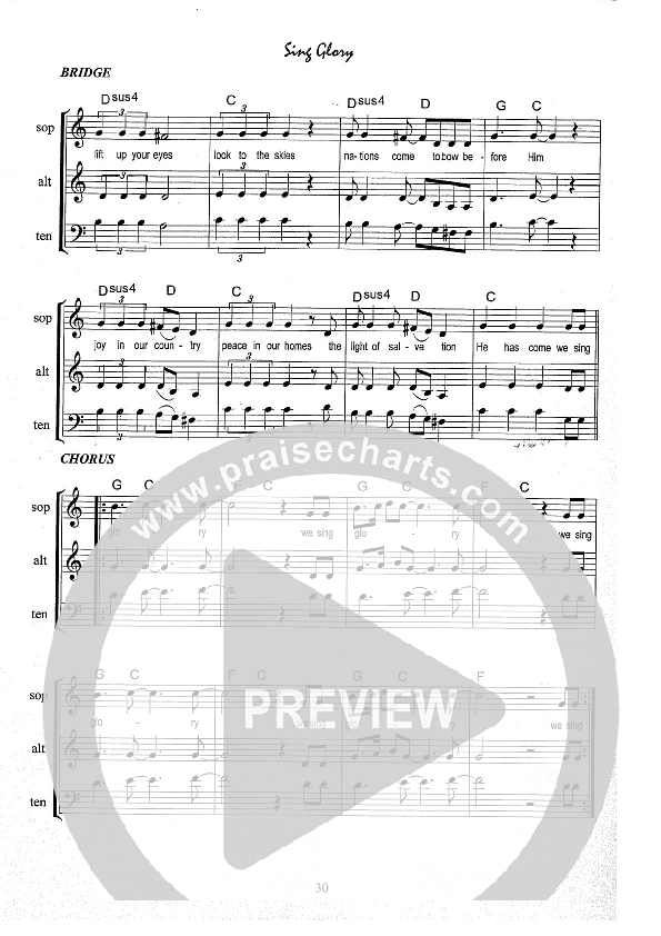 Sing Glory Lead Sheet (SAT) (Kate Wray)