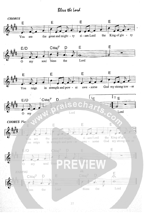 Bless The Lord Lead Sheet (Kate Wray)