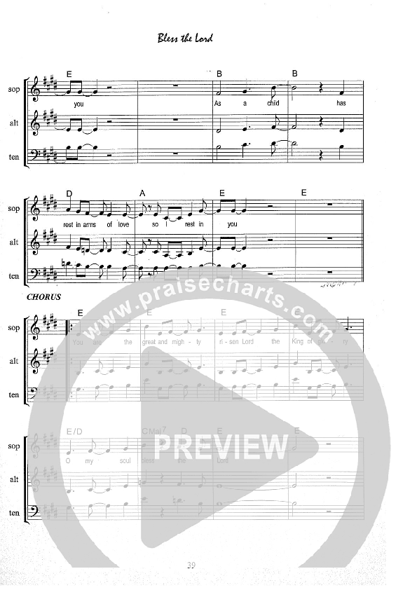 Bless The Lord Lead Sheet (Kate Wray)