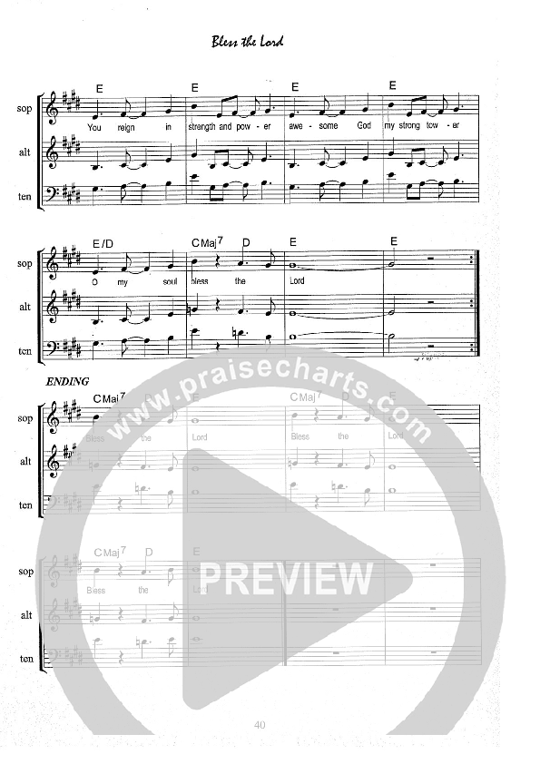 Bless The Lord Lead Sheet (SAT) (Kate Wray)