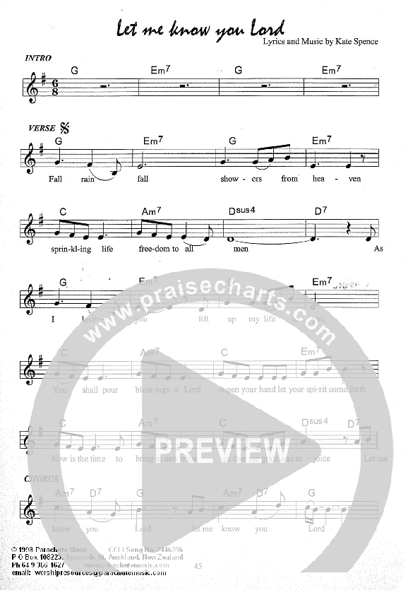 Let Me Know You Lord Lead Sheet (Kate Wray)