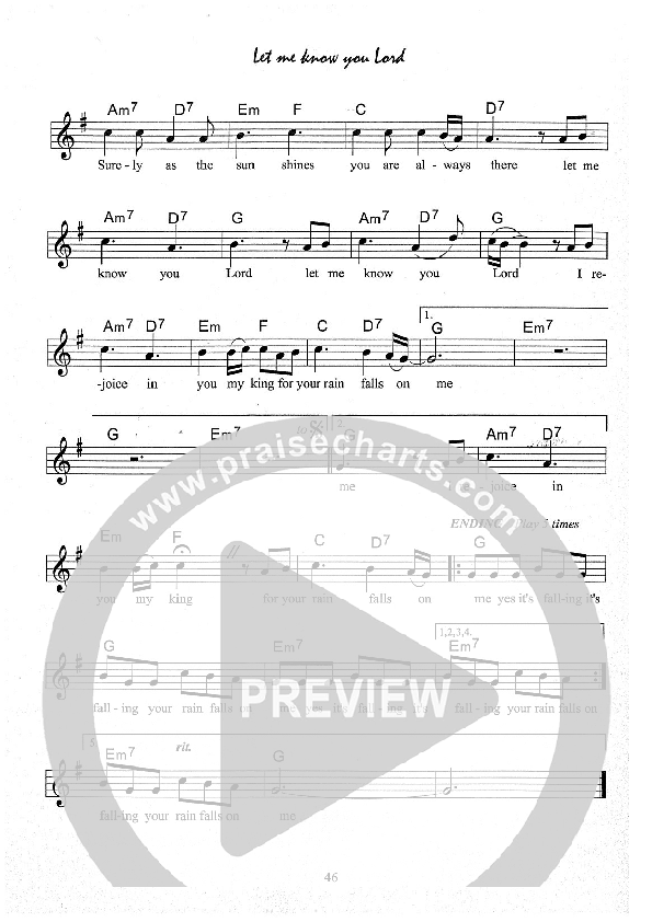 Let Me Know You Lord Lead Sheet (Kate Wray)