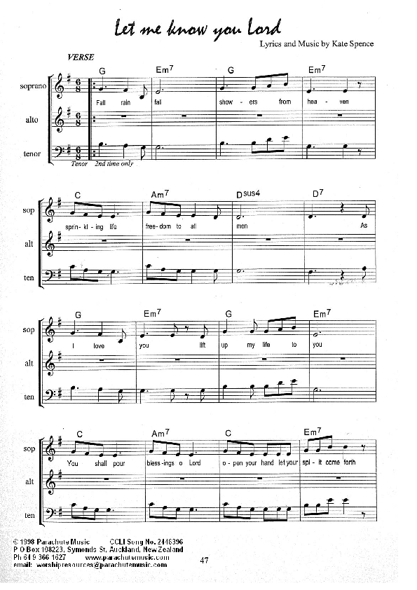 Let Me Know You Lord Lead Sheet (Kate Wray)