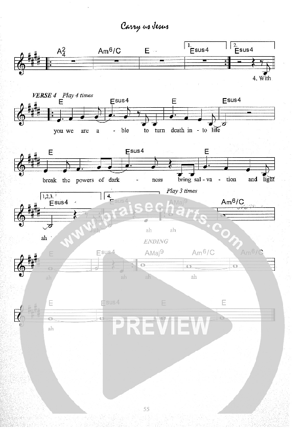 Carry Us Jesus Lead Sheet (Kate Wray)