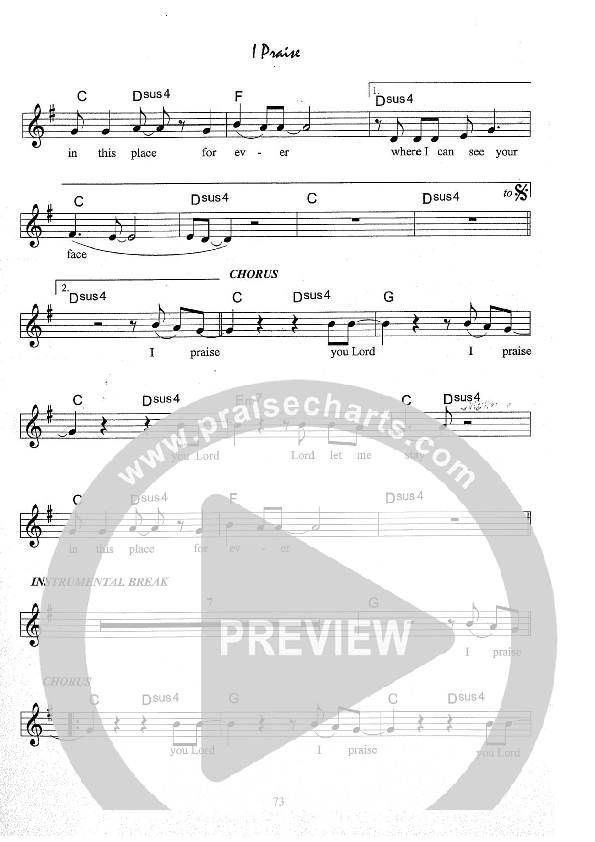 I Praise Lead Sheet (Kate Wray)