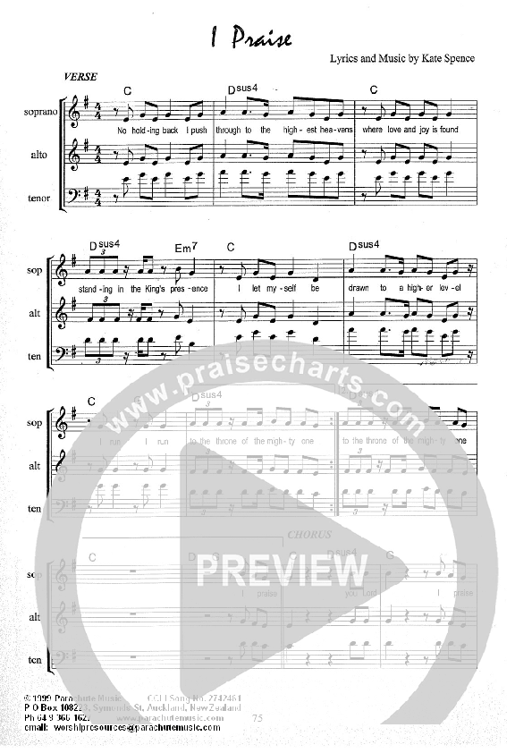 I Praise Lead Sheet (SAT) (Kate Wray)