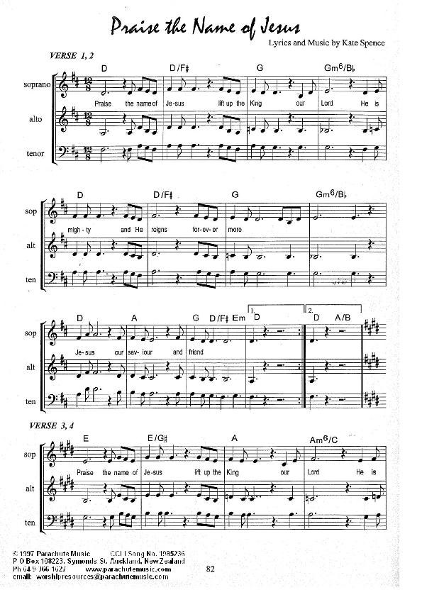 Praise the Name of Jesus Lead Sheet (Kate Wray)