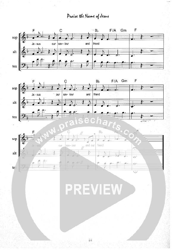 Praise the Name of Jesus Lead Sheet (Kate Wray)