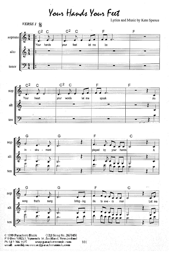 Your Hands Your Feet Lead Sheet (Kate Wray)