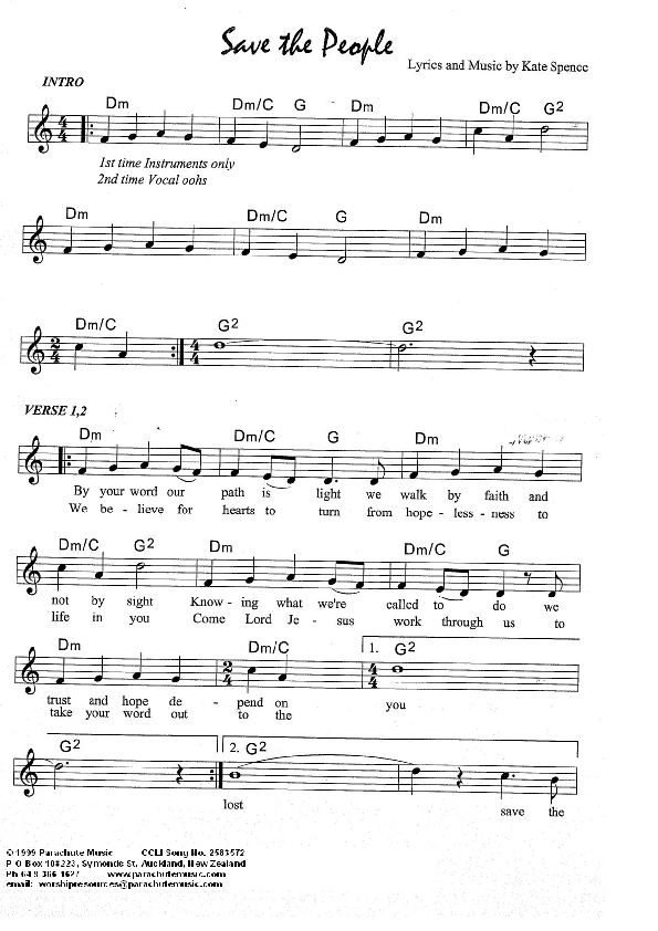 Save The People Lead Sheet (Kate Wray)