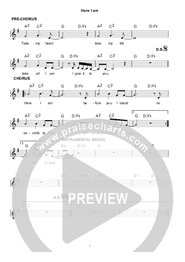 Here I Am Lead Sheet (Kate Wray)