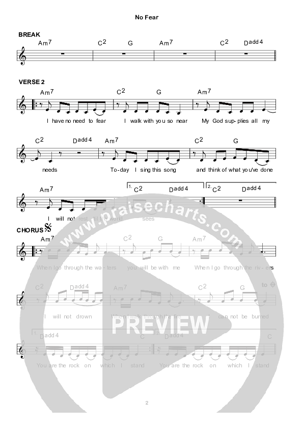 No Fear Lead Sheet (Kate Wray)