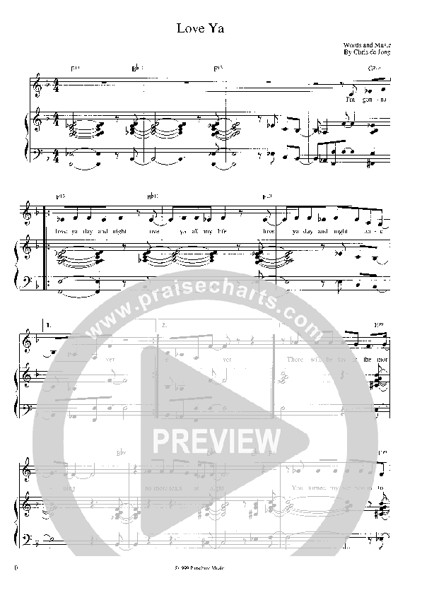 Love Ya Lead Sheet (Parachute Band)