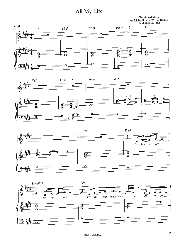 All My Life Lead Sheet (Parachute Band)