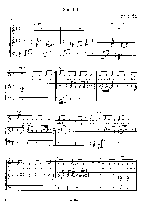 Shout It Piano/Vocal (Parachute Band)