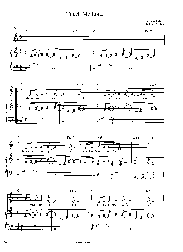 Touch Me Lord Lead Sheet (Parachute Band)