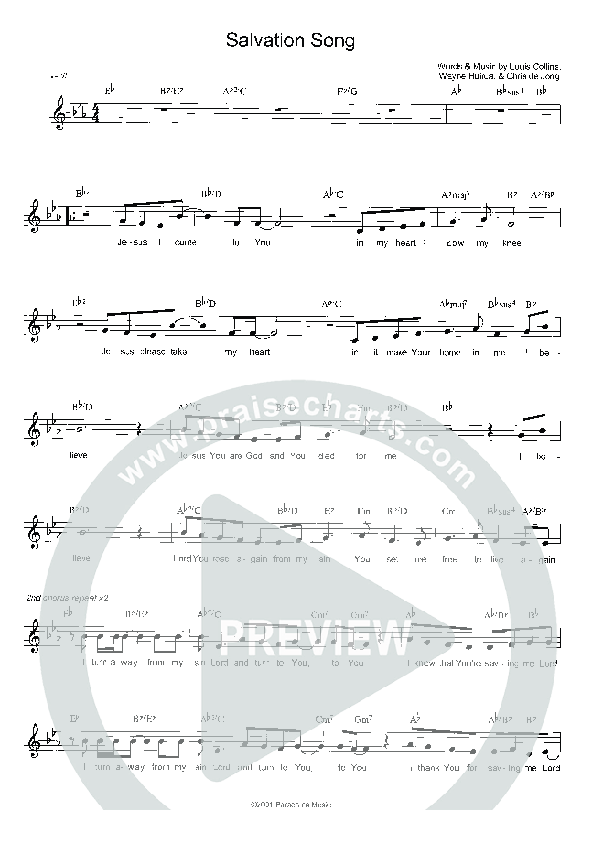 Salvation Song Lead Sheet (Parachute Band)
