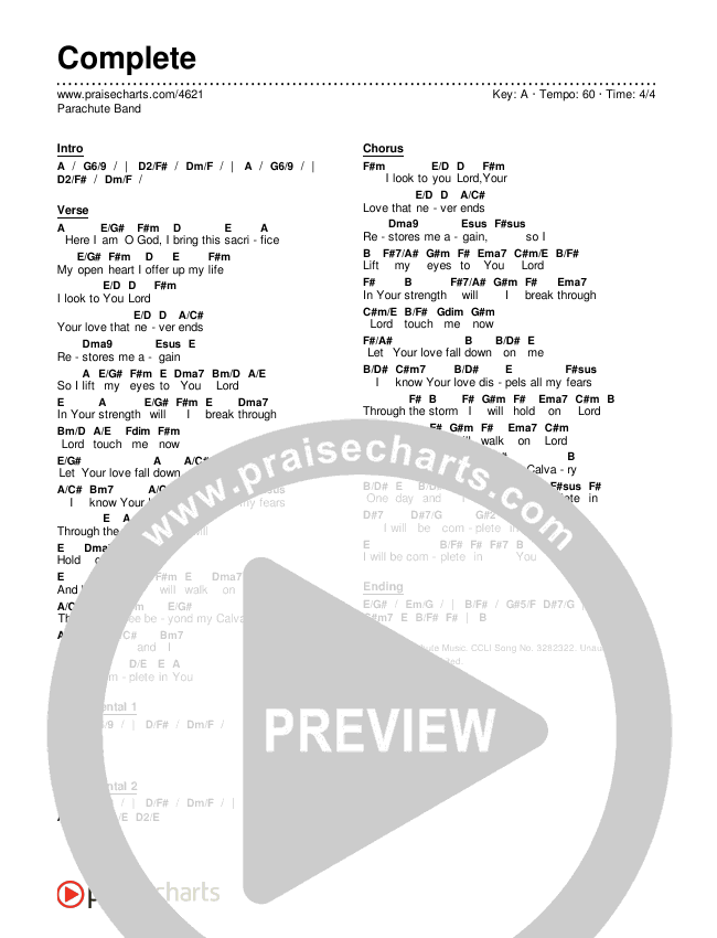 Complete Chords & Lyrics (Parachute Band)