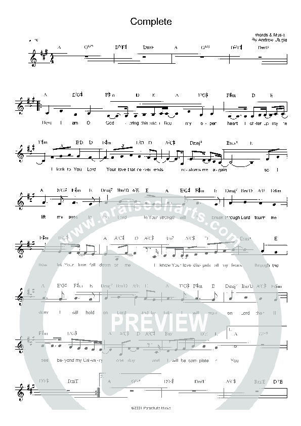 Complete Lead Sheet (Parachute Band)