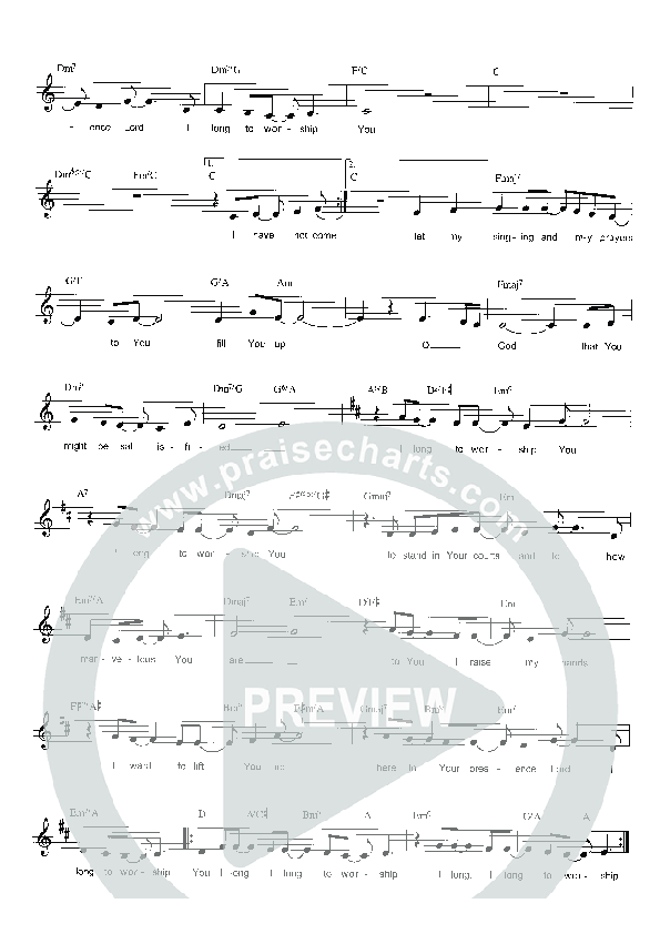 I Long to Worship You Lead Sheet (Parachute Band)