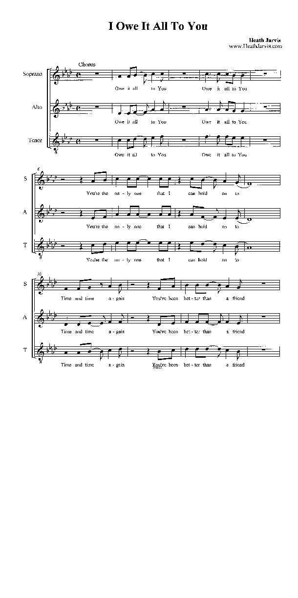 I Owe It All To You Lead Sheet (SAT) (Heath Jarvis)