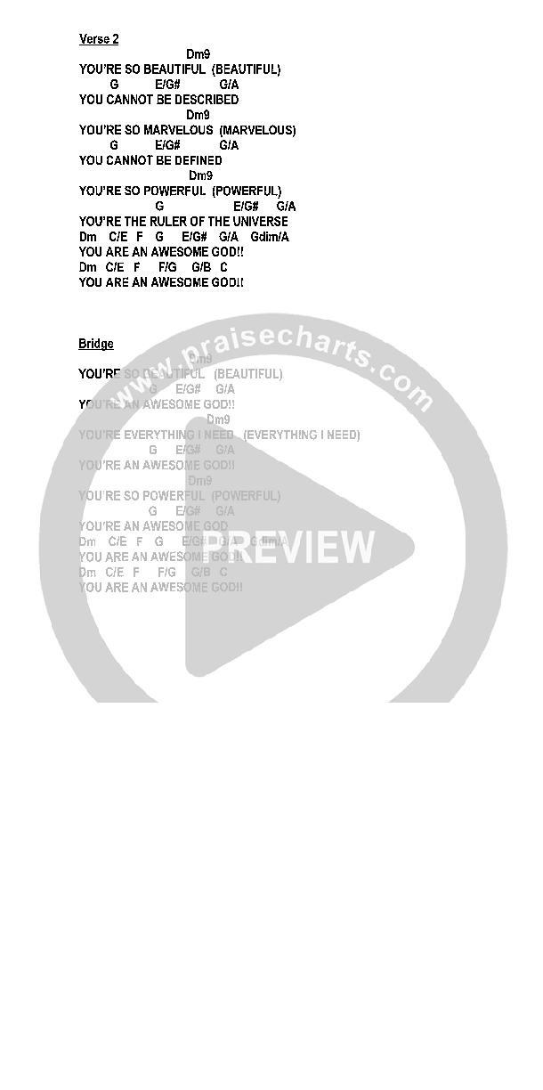 You Are An Awesome God Chords & Lyrics (Heath Jarvis)