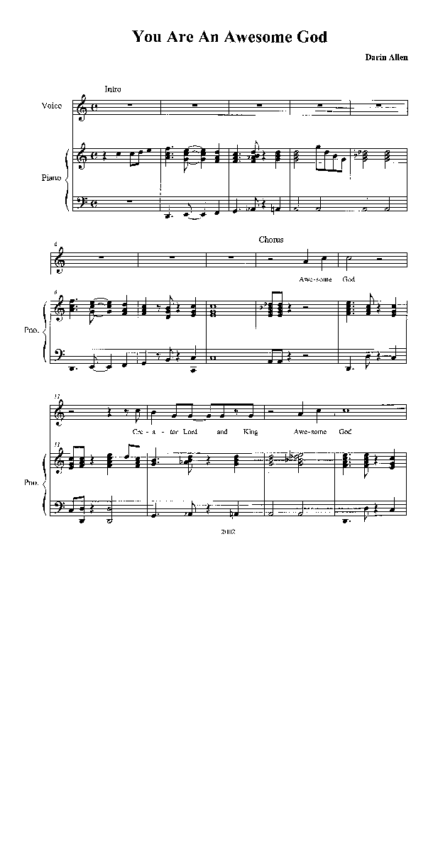 You Are An Awesome God Lead & Piano (Heath Jarvis)