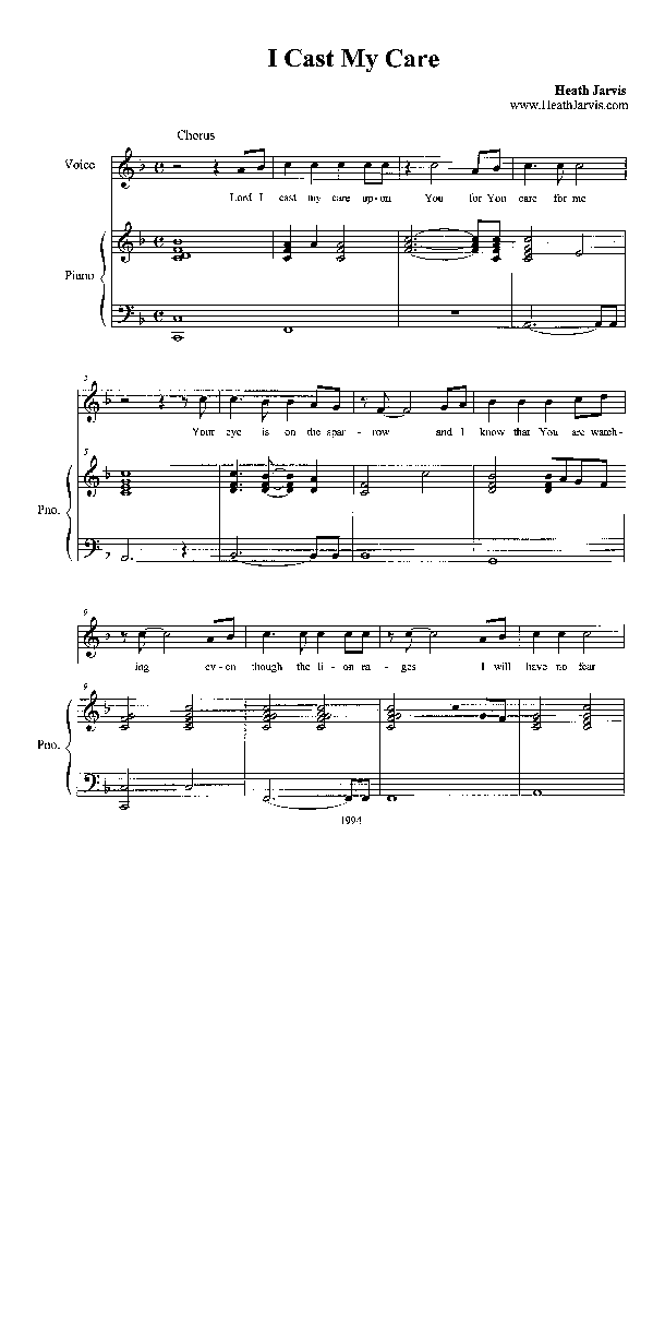 I Cast My Care Lead & Piano (Heath Jarvis)