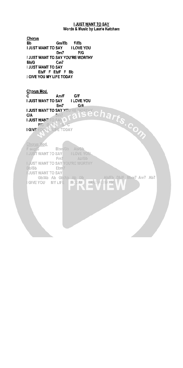 I Just Want To Say Chords & Lyrics (Heath Jarvis)