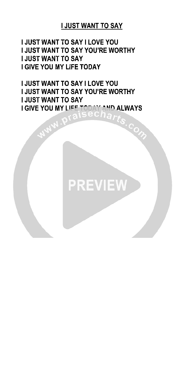 I Just Want To Say Chords & Lyrics (Heath Jarvis)