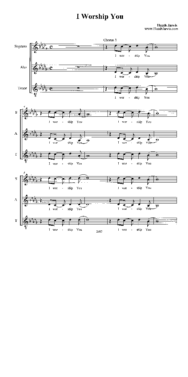 I Worship You Lead Sheet (SAT) (Heath Jarvis)