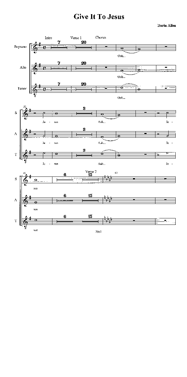 Give It To Jesus Lead Sheet (SAT) (Heath Jarvis)