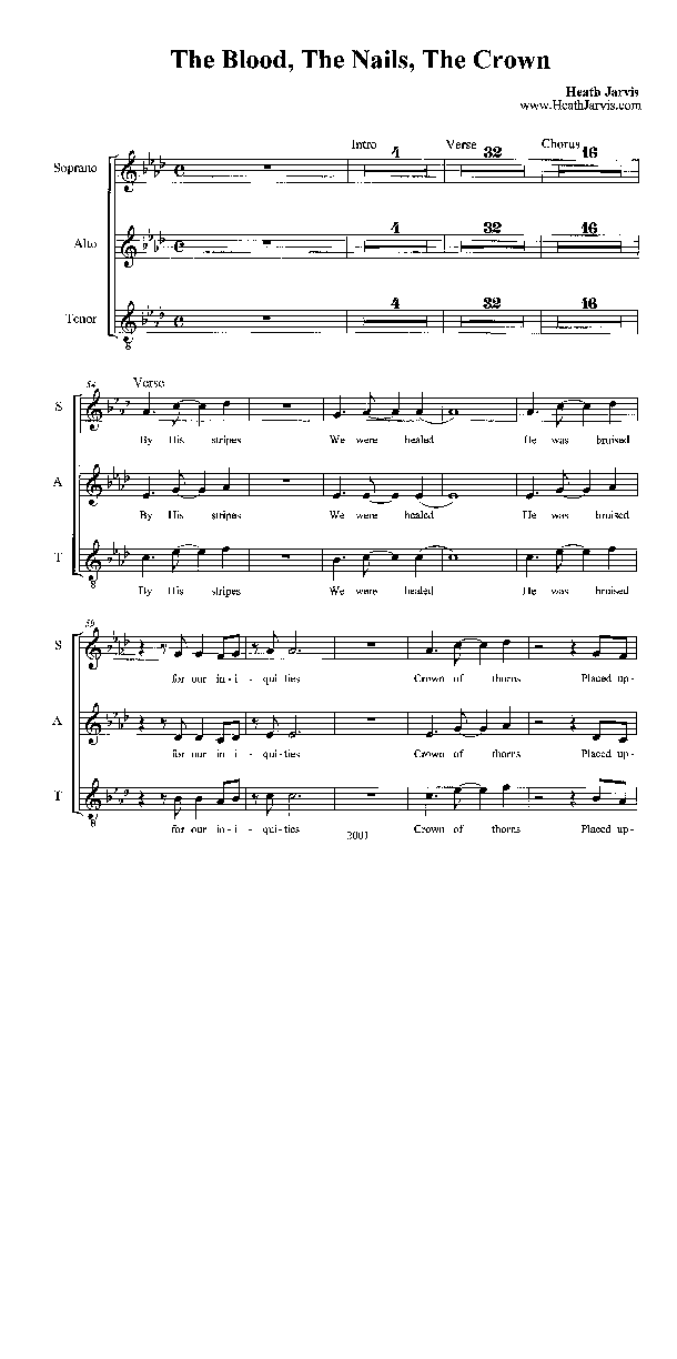 The Blood The Nails The Crown Lead Sheet (SAT) (Heath Jarvis)