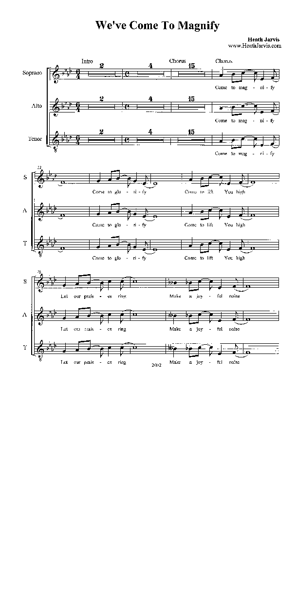 We've Come To Magnify Lead Sheet (SAT) (Heath Jarvis)