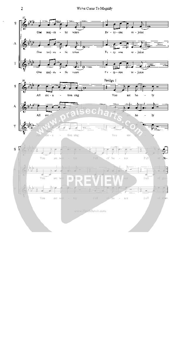 We've Come To Magnify Lead Sheet (SAT) (Heath Jarvis)