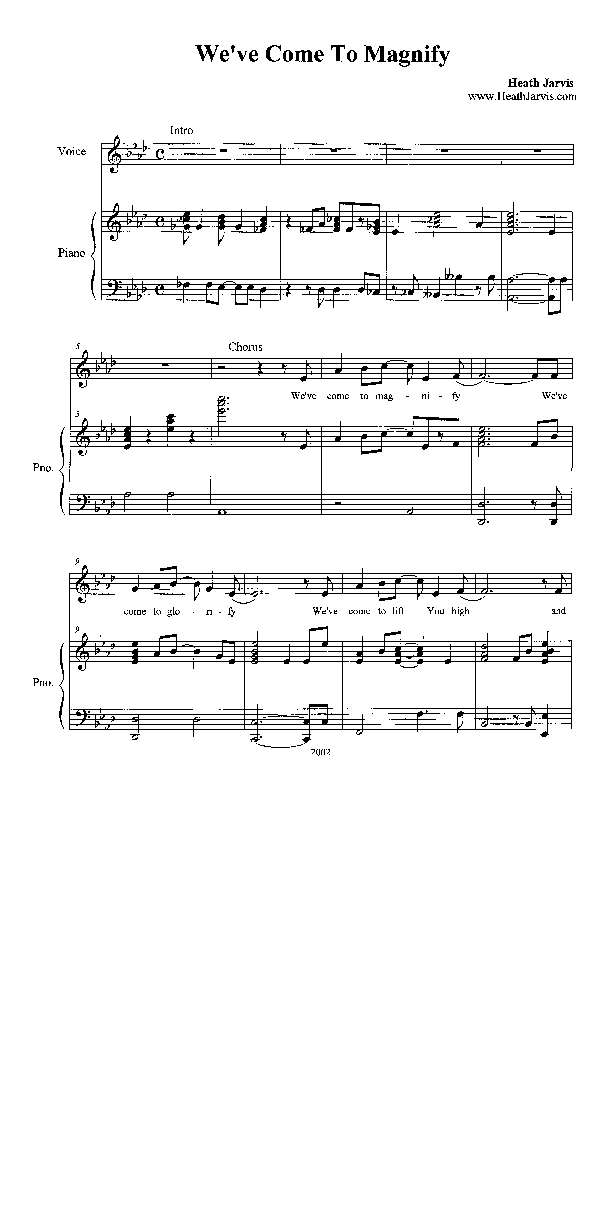 We've Come To Magnify Lead & Piano (Heath Jarvis)