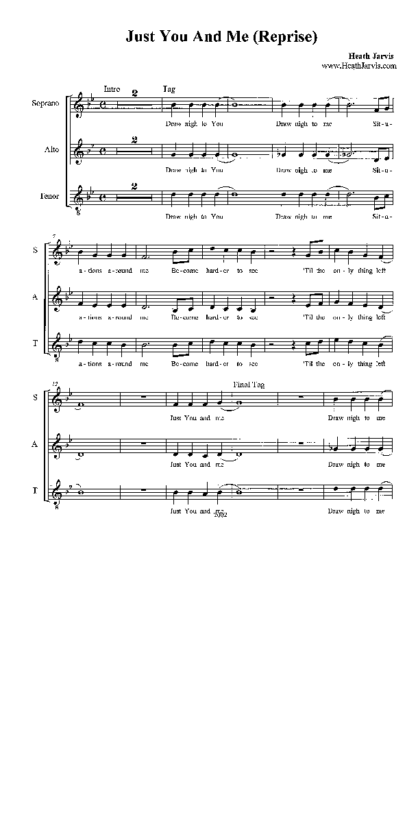 Just You And Me (Reprise) Lead Sheet (SAT) (Heath Jarvis)