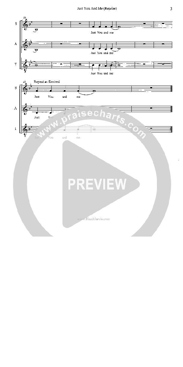 Just You And Me (Reprise) Lead Sheet (SAT) (Heath Jarvis)