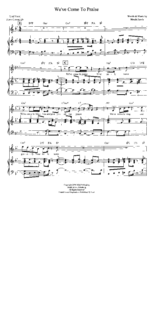 We've Come To Praise Lead & Piano (Heath Jarvis)