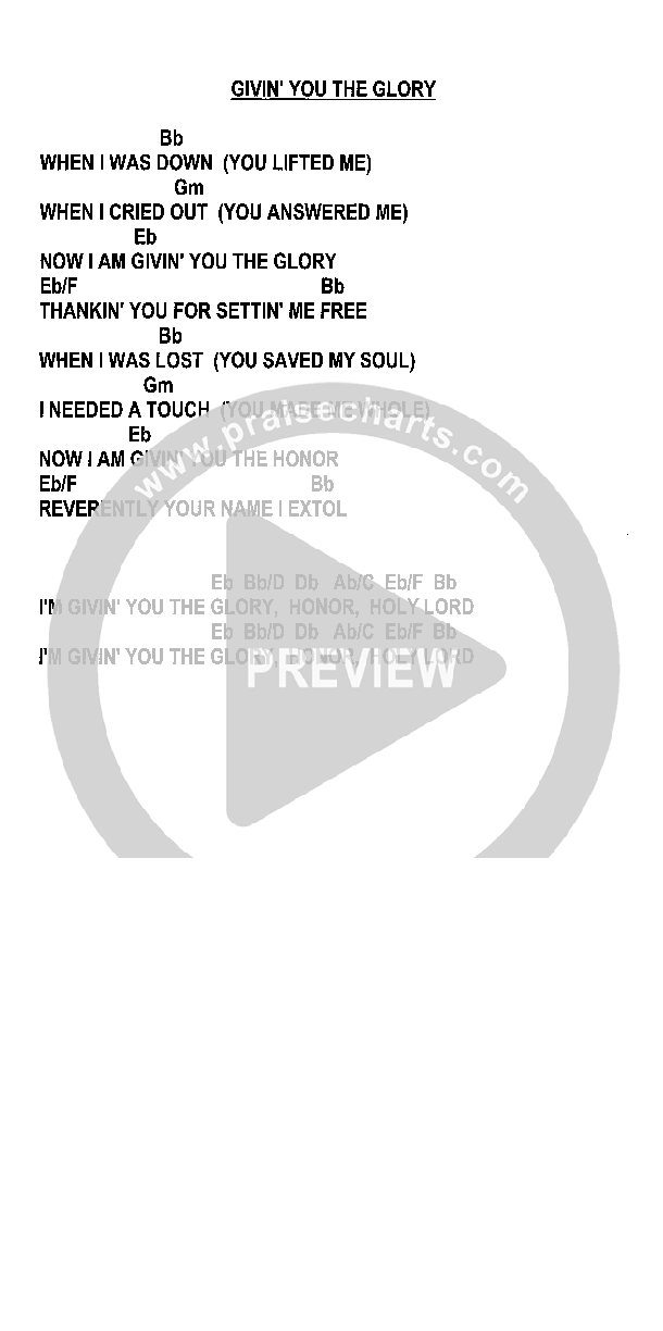Givin' You The Glory Chords & Lyrics (Heath Jarvis)