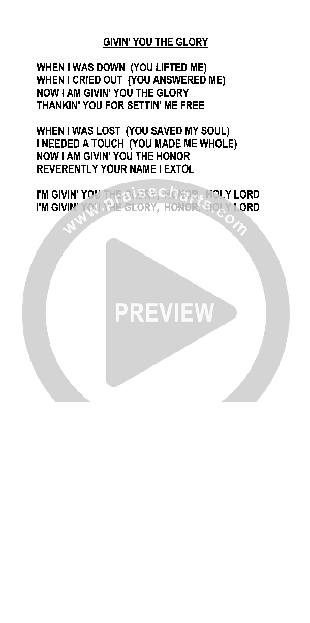 Givin' You The Glory Chords & Lyrics (Heath Jarvis)