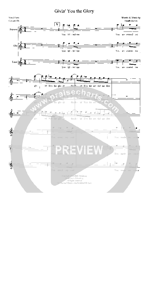 Givin' You The Glory Lead Sheet (SAT) (Heath Jarvis)