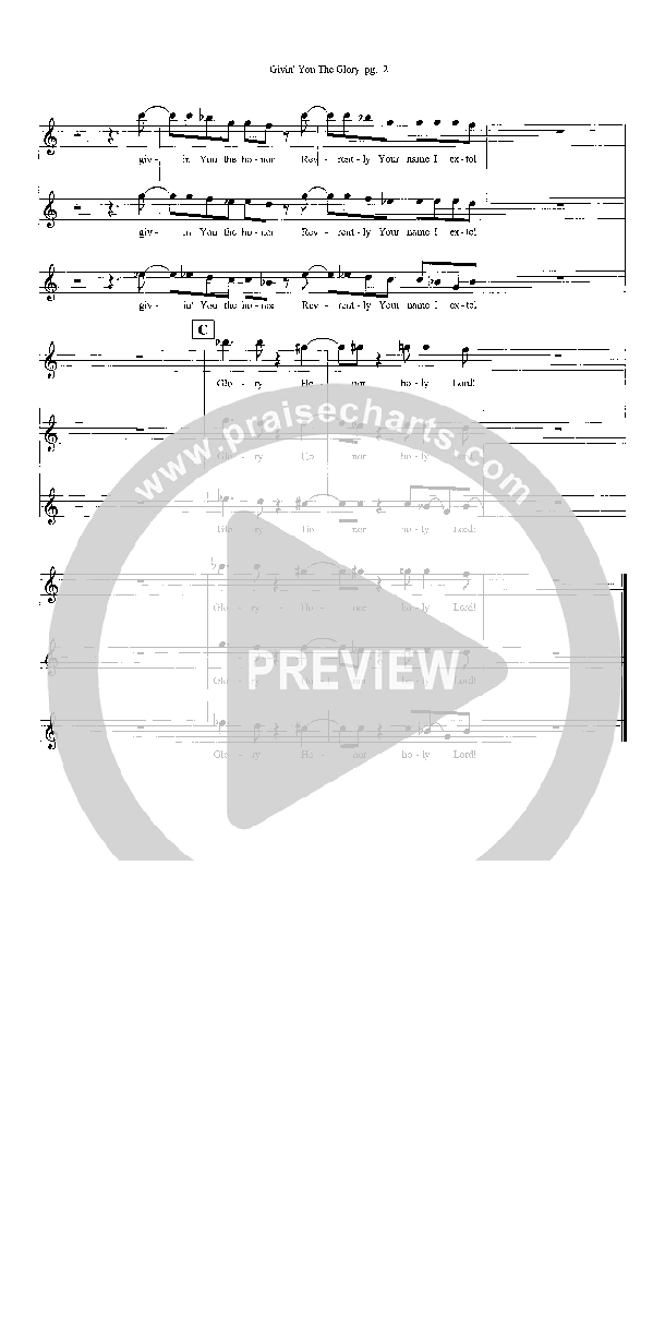 Givin' You The Glory Lead Sheet (SAT) (Heath Jarvis)