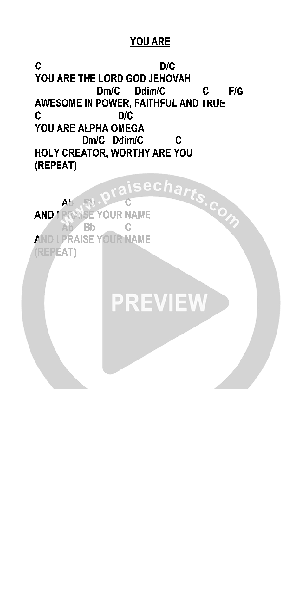 You Are Chords & Lyrics (Heath Jarvis)