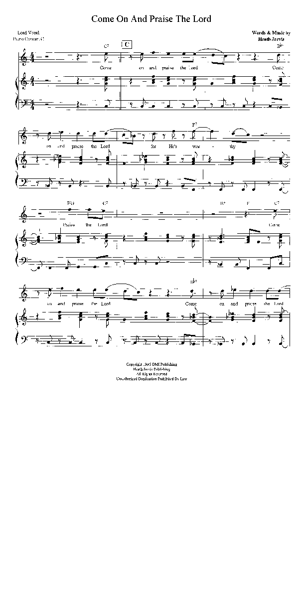 Come On And Praise The Lord Lead Sheet (Heath Jarvis)