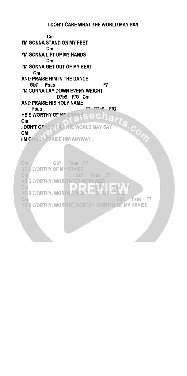 I Don't Care What The World May Say Chords & Lyrics (Heath Jarvis)